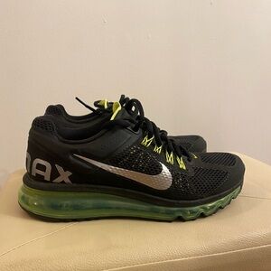 Nike Air Max Black and Silver Sneakers with Green Sole New without tags.